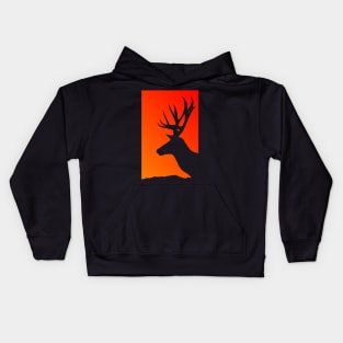 Stag Deer Sunset Silhouette Kids Hoodie